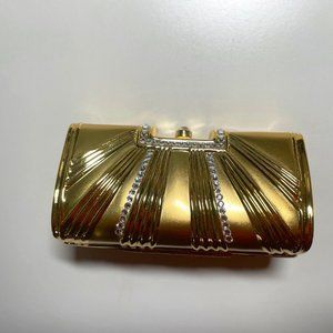 Gold clutch with shoulder chain and handle option